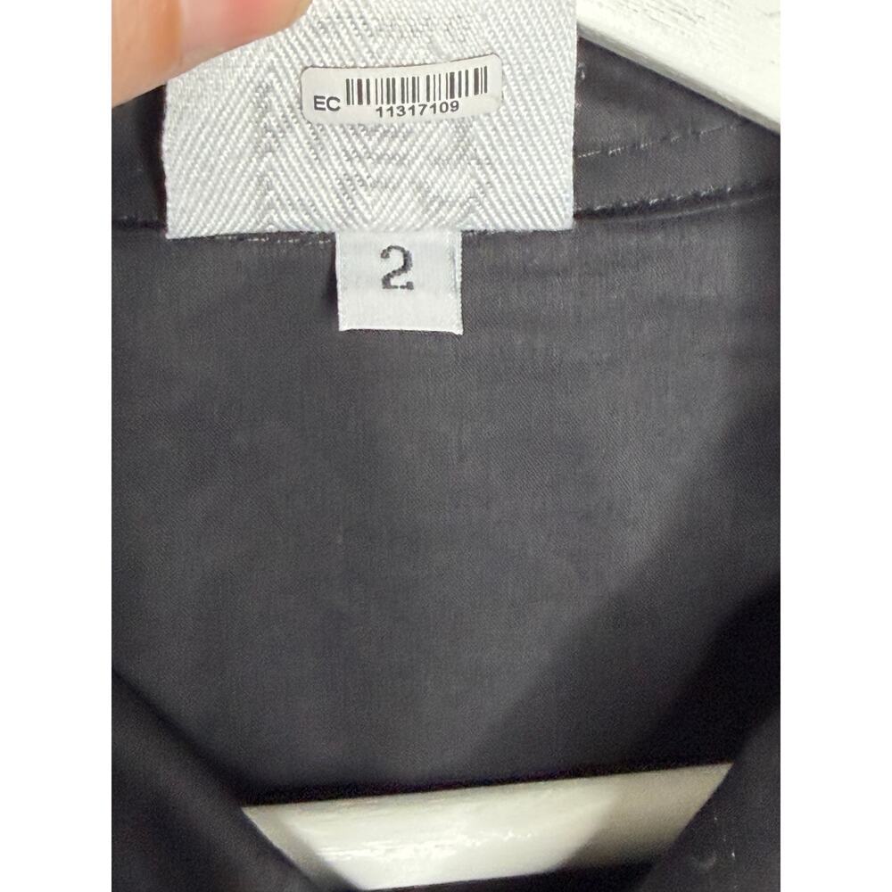 Planet by Lauren G. 100% Cotton Long Sleeve Button-Down Shirt Black 2 (10-14) - Picture 7 of 9